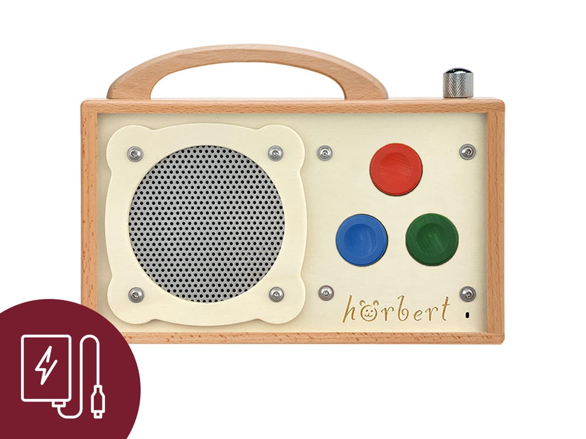 hörbert avec 3 boutons et symbole d’alimentation USB